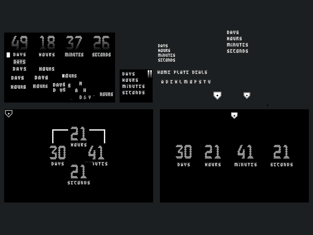Figma screenshot showing a collection of visuals for Home Plate Deals typography and visuals.