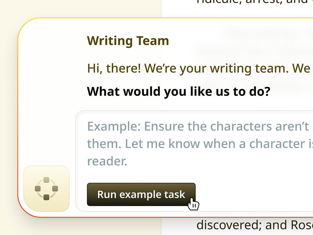 UI of an empty state popover, shown overlaying on top of a text editor.