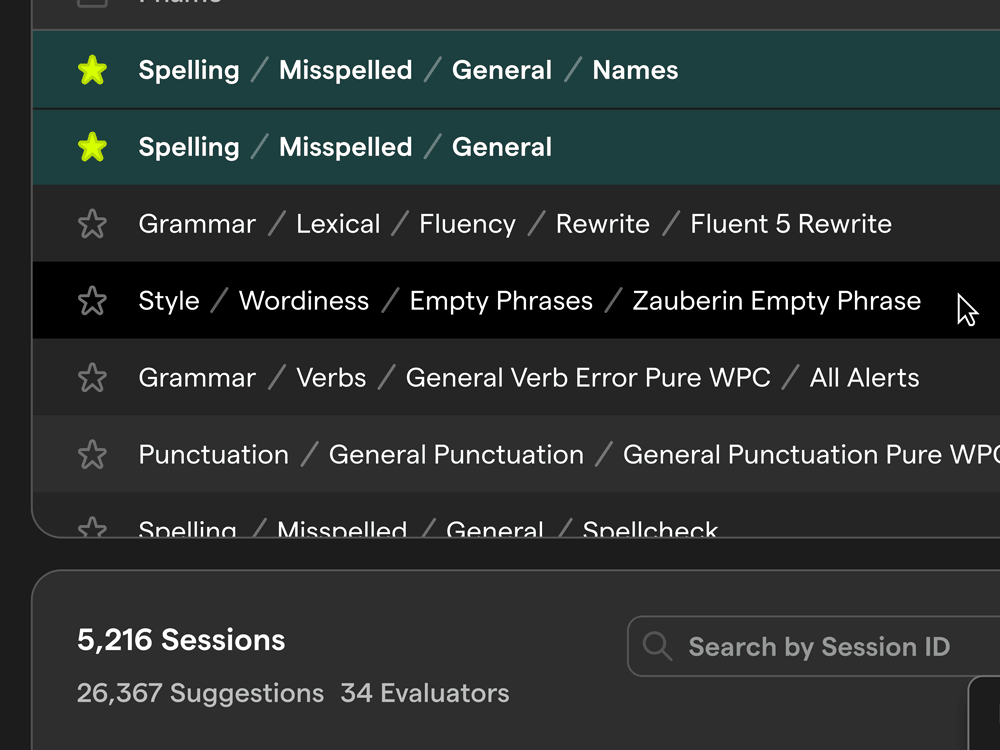 UI showing table with text divided by '/' marks, indicating sub-categories.
