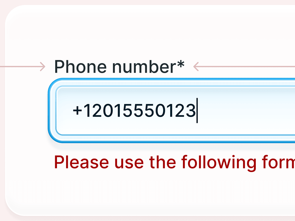 Phone number input UI that is actively focused