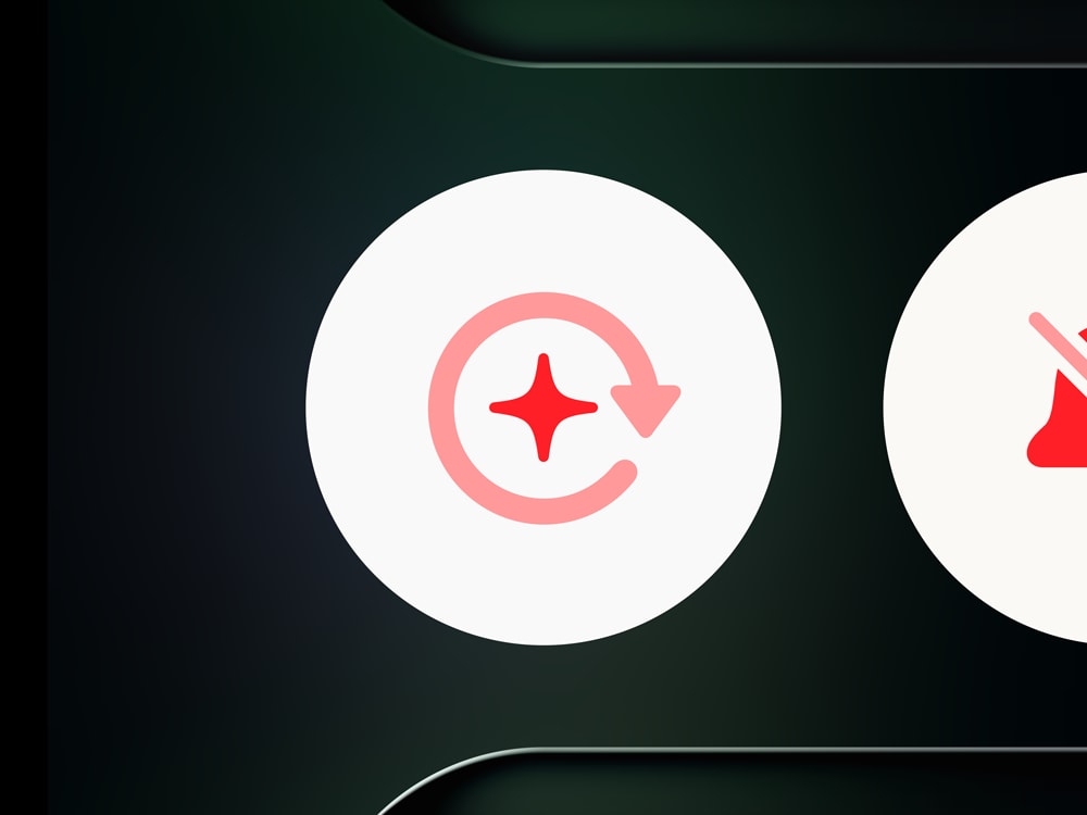 Feature concept for iOS 26 that demonstrates an updated lock and sparkle icon in the Control Center