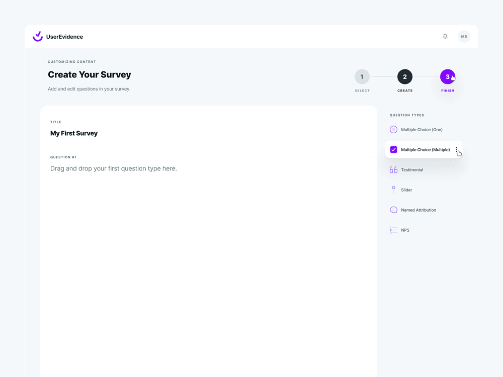 UI of a survey builder