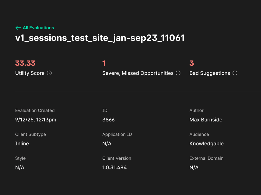UI of a text-based UI for an AI platform