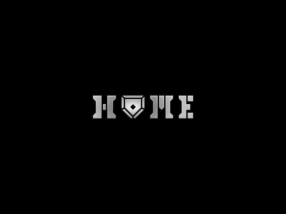 Work-in-progress view of stylized, 'Home', with Home Plate Deals logo appearing as 'o'.