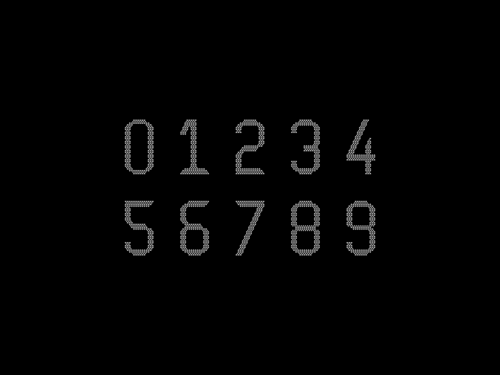 Numbers '0' through '9', custom drawn using diamond and home plate shapes.