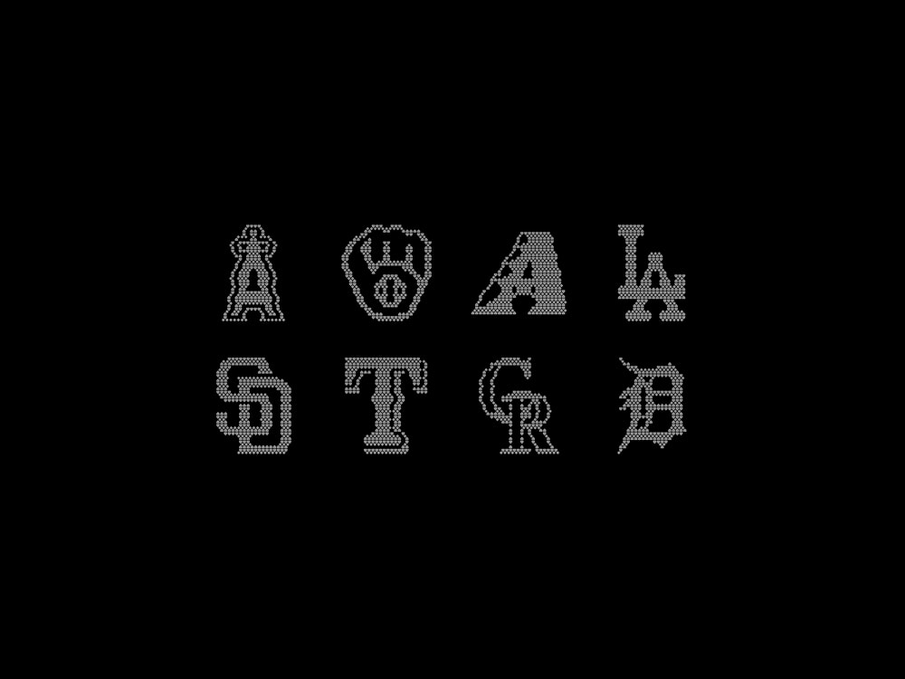 Los Angeles Angels, Milwaukee Brewers, Arizona Diamondbacks, Los Angeles Dodgers, San Diego Padres, Texas Rangers, Colorado Rockies, and Detroit Tigers logos, re-drawn using home plate and diamond shapes for Home Plate Deals.