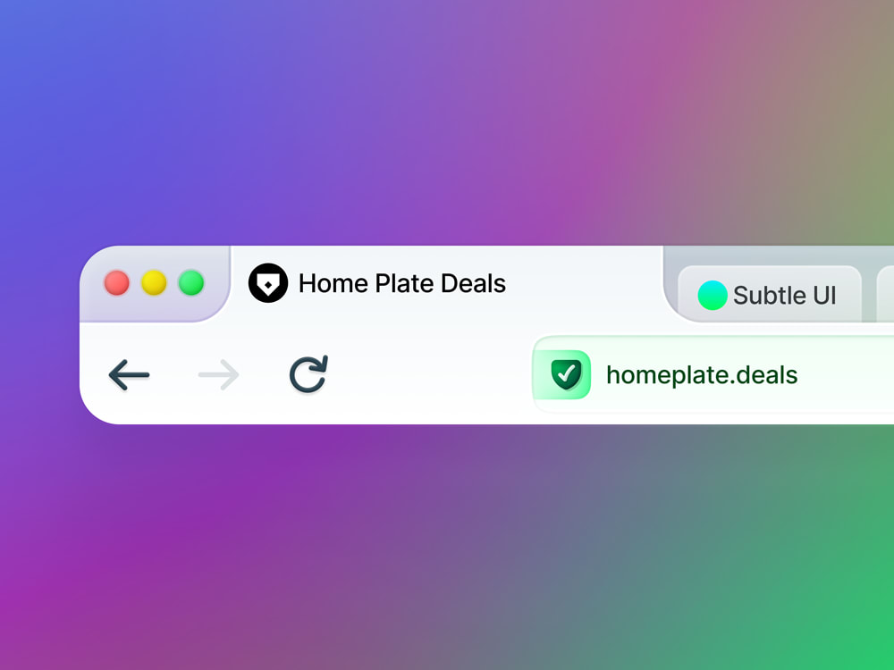 Close up details of a browser frame that is used to showcase Home Plate Deals.