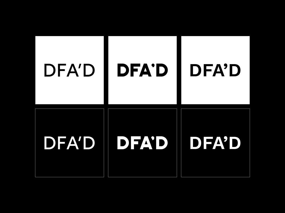 A collection of six artwork drafts that never fully materialized, each reading 'DFA'D'.