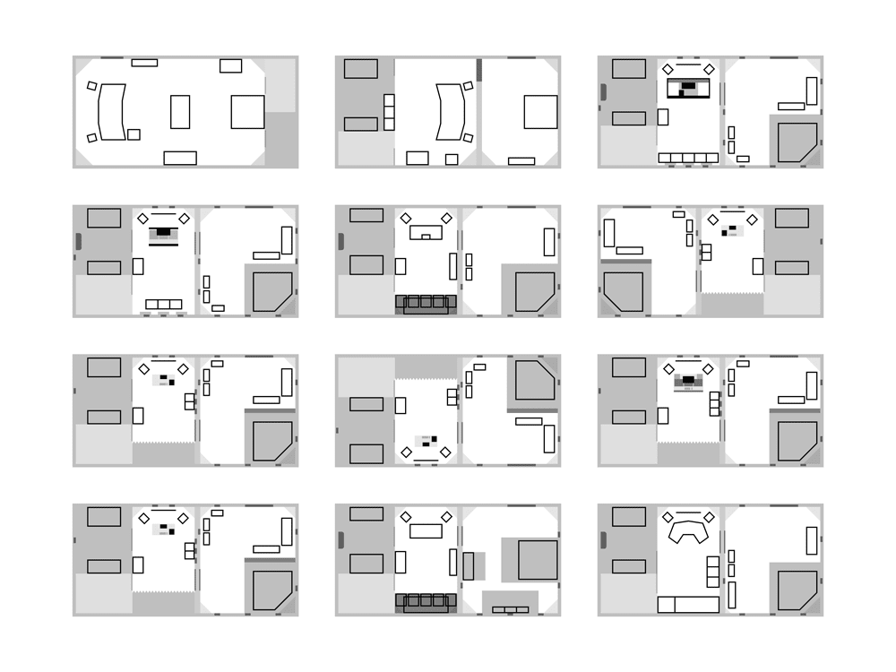 A collection of floorplan and office layout designs.