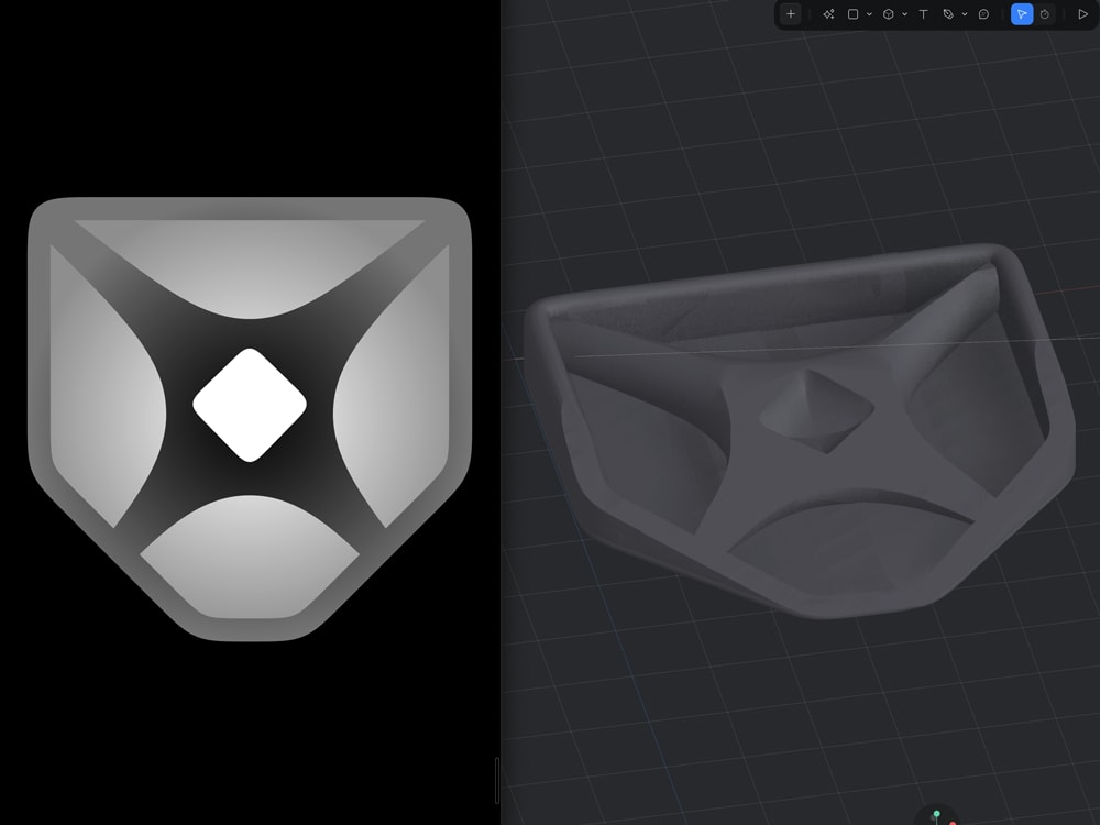 A side-by-side demonstration of a 2D and 3D version of the latest updates to Home Plate Deals logo design.