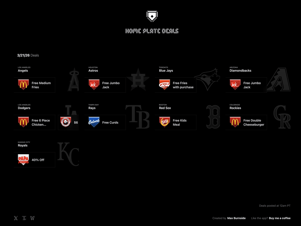 Looping video demonstration of Home Plate Deals card hover effects.