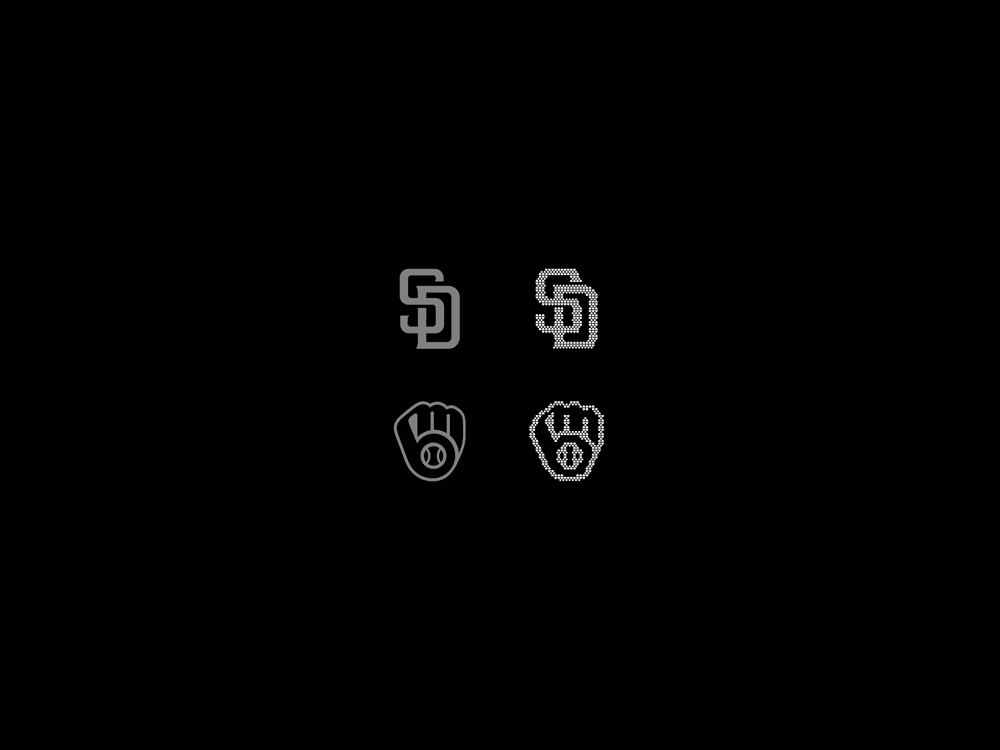 San Diego Padres and Milwaukee Brewers logos, re-drawn using home plate and diamond shapes for Home Plate Deals.