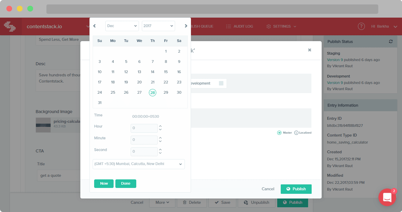 Previous Contentstack UI - Calendar Picker