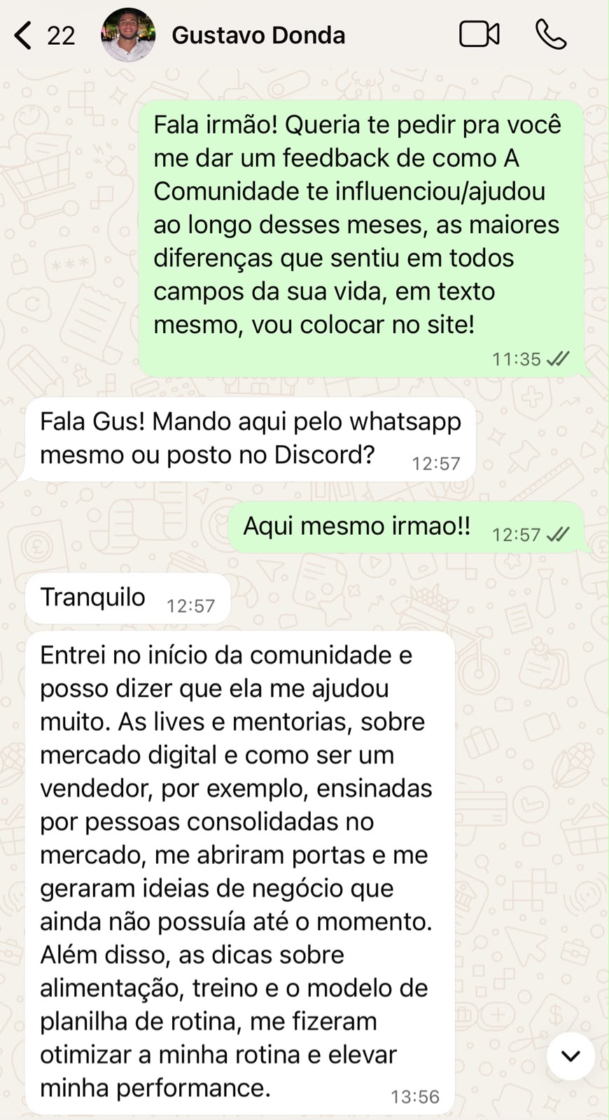 Feedback Gustavo Donda