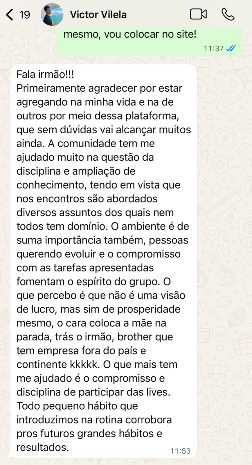 Feedback Victor Vilela