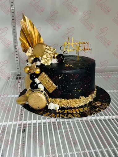 Black and Gold Elegant Birthday Cake Faisalabad