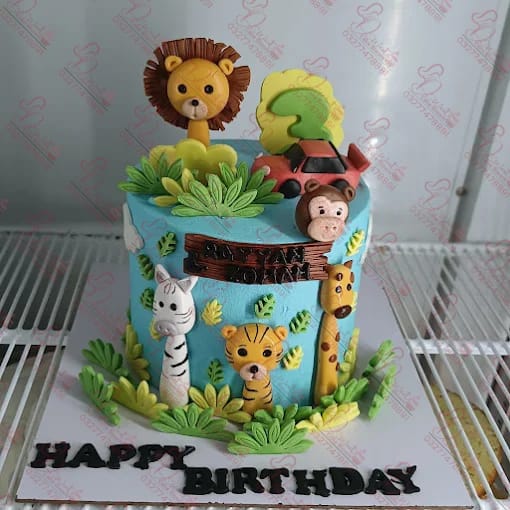 Jungle Theme Fondant Birthday Cake Islamabad