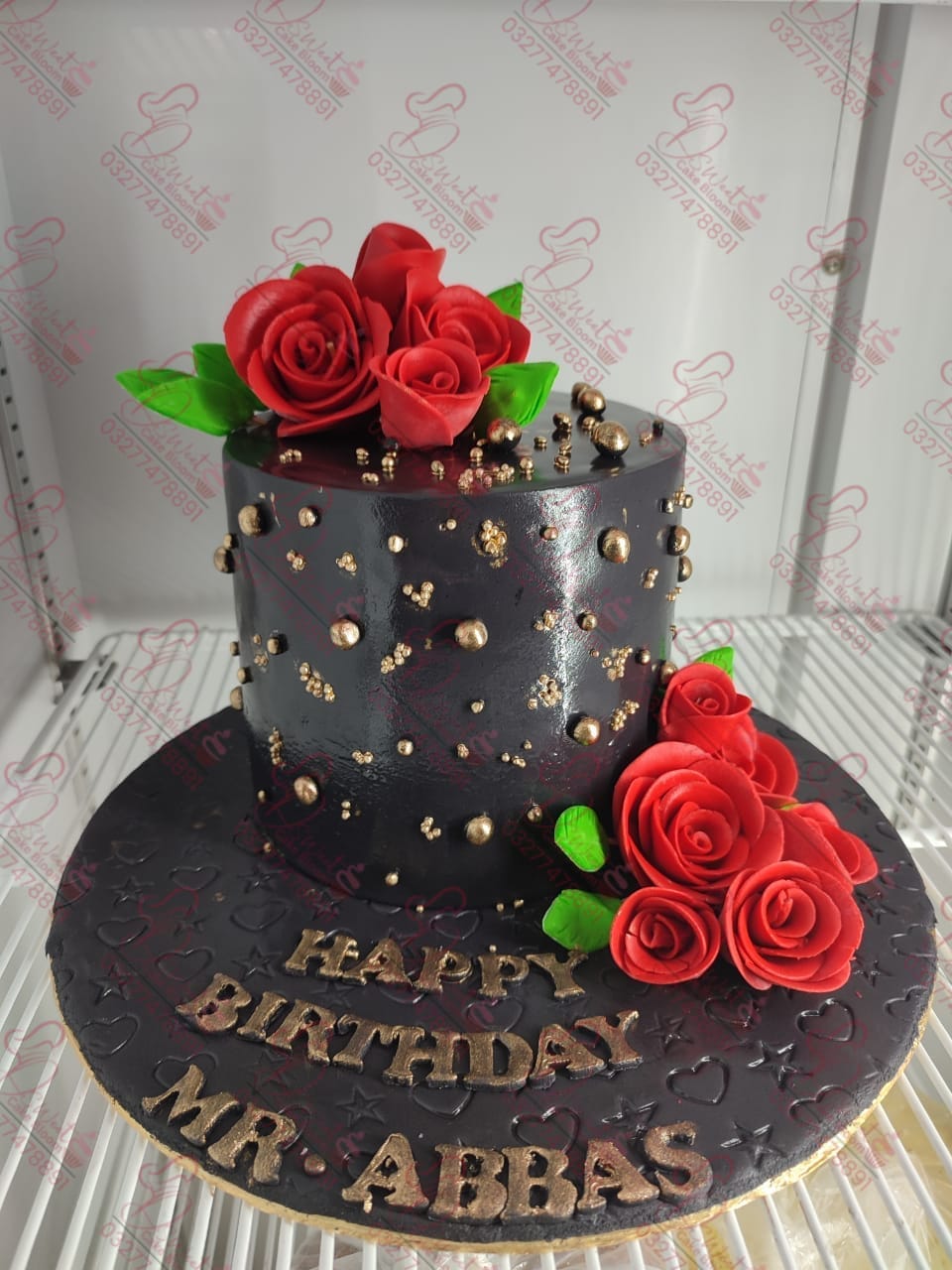 Black Red Gold Men Cake in Islamabad