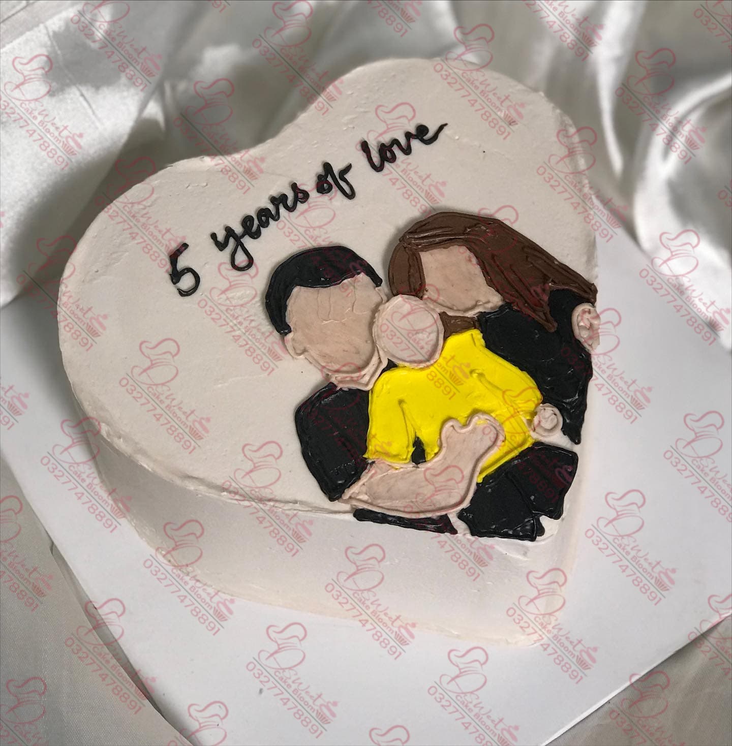 Heart Shaped 5 Years Love Anniversary Cake Rawalpindi