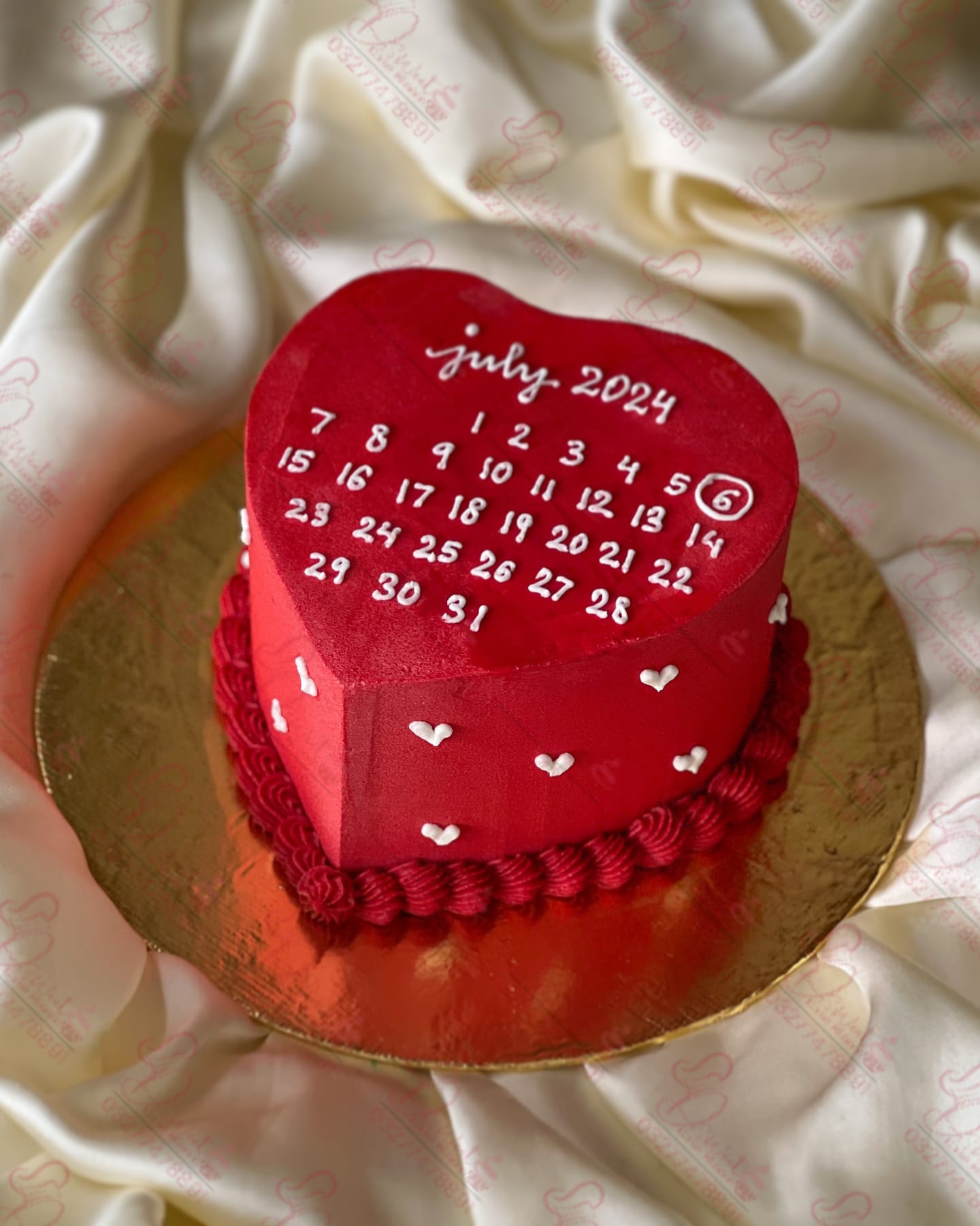 Red Heart-Shaped Calendar Cake Rawalpindi