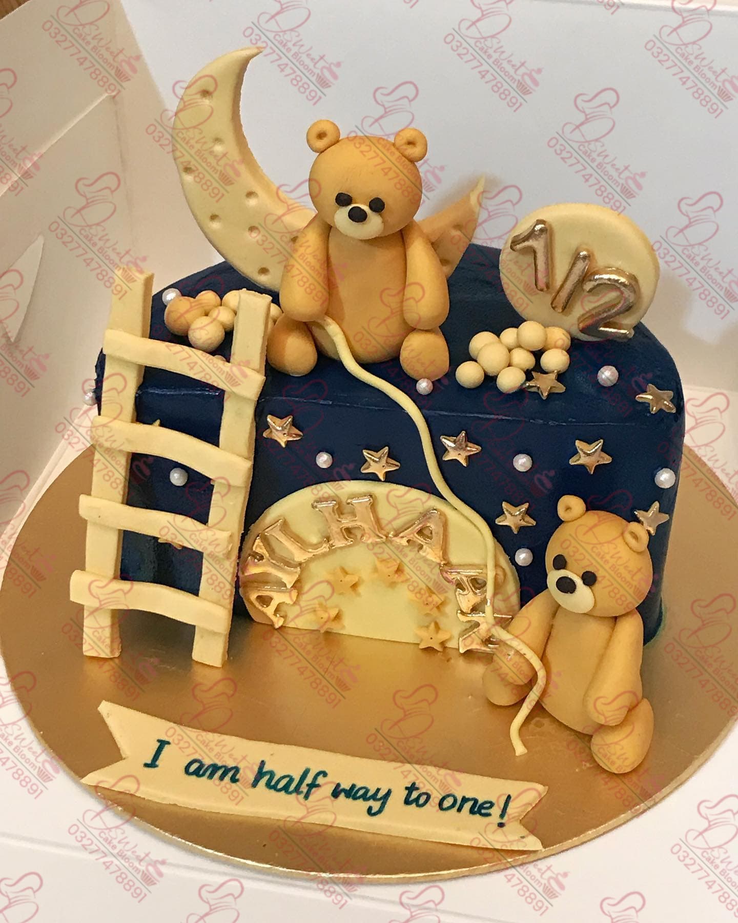 Half Birthday Teddy Moon Cake Baby Rawalpindi