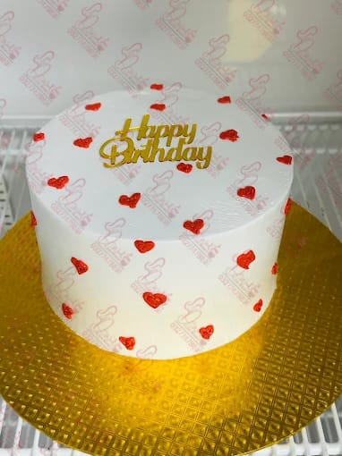 White Cake with Red Hearts Mothers Day Cake Islamabad