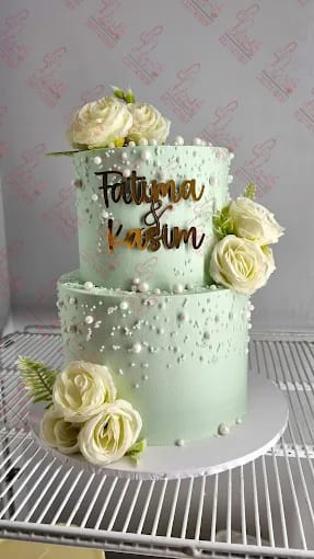 Light Mint Green Two Tier Nikkah Cake Faisalabad