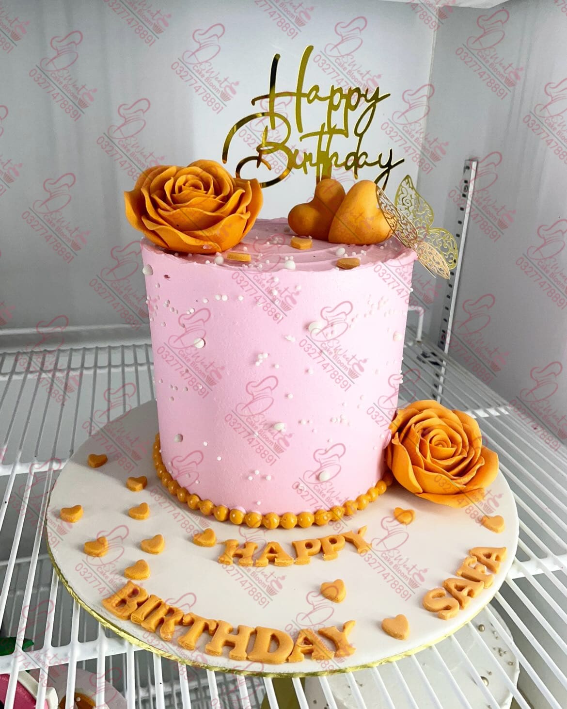 Light Pink Floral Nikkah Cake Faisalabad