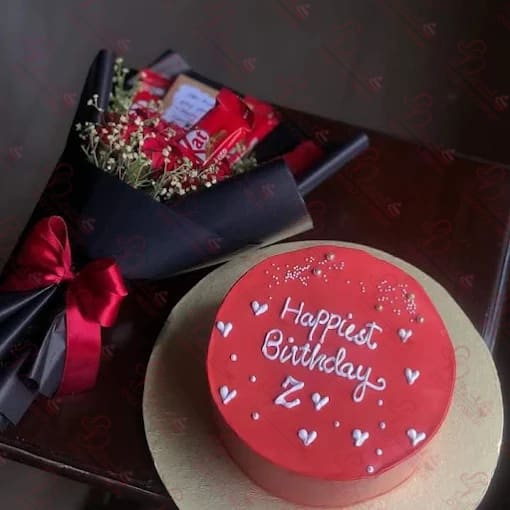 Red Cake Flower Gift 1 lb Cake Islamabad