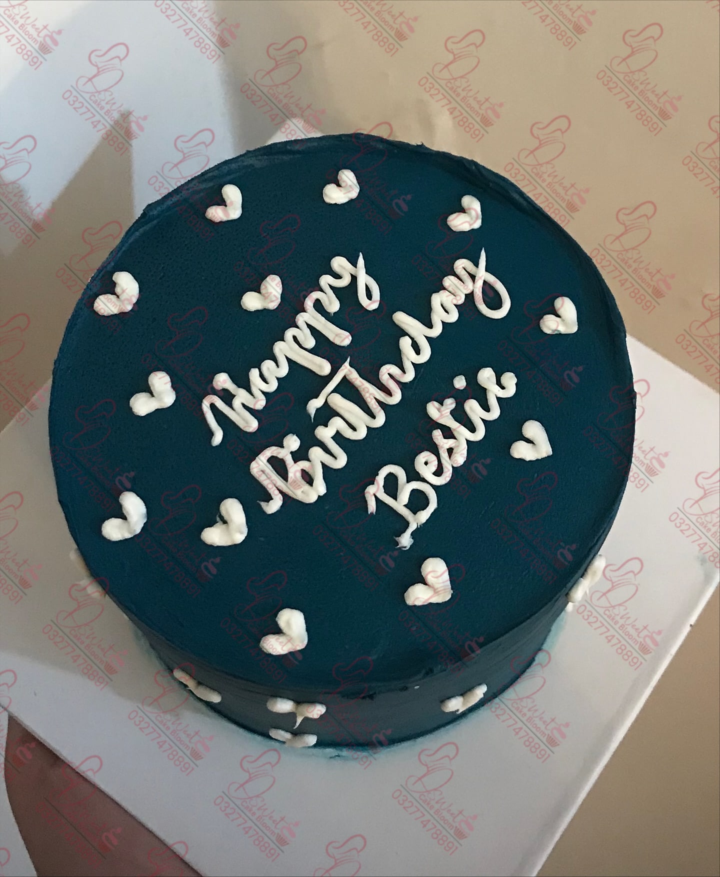 One Pound Dark Teal Frosted Cake Faisalabad