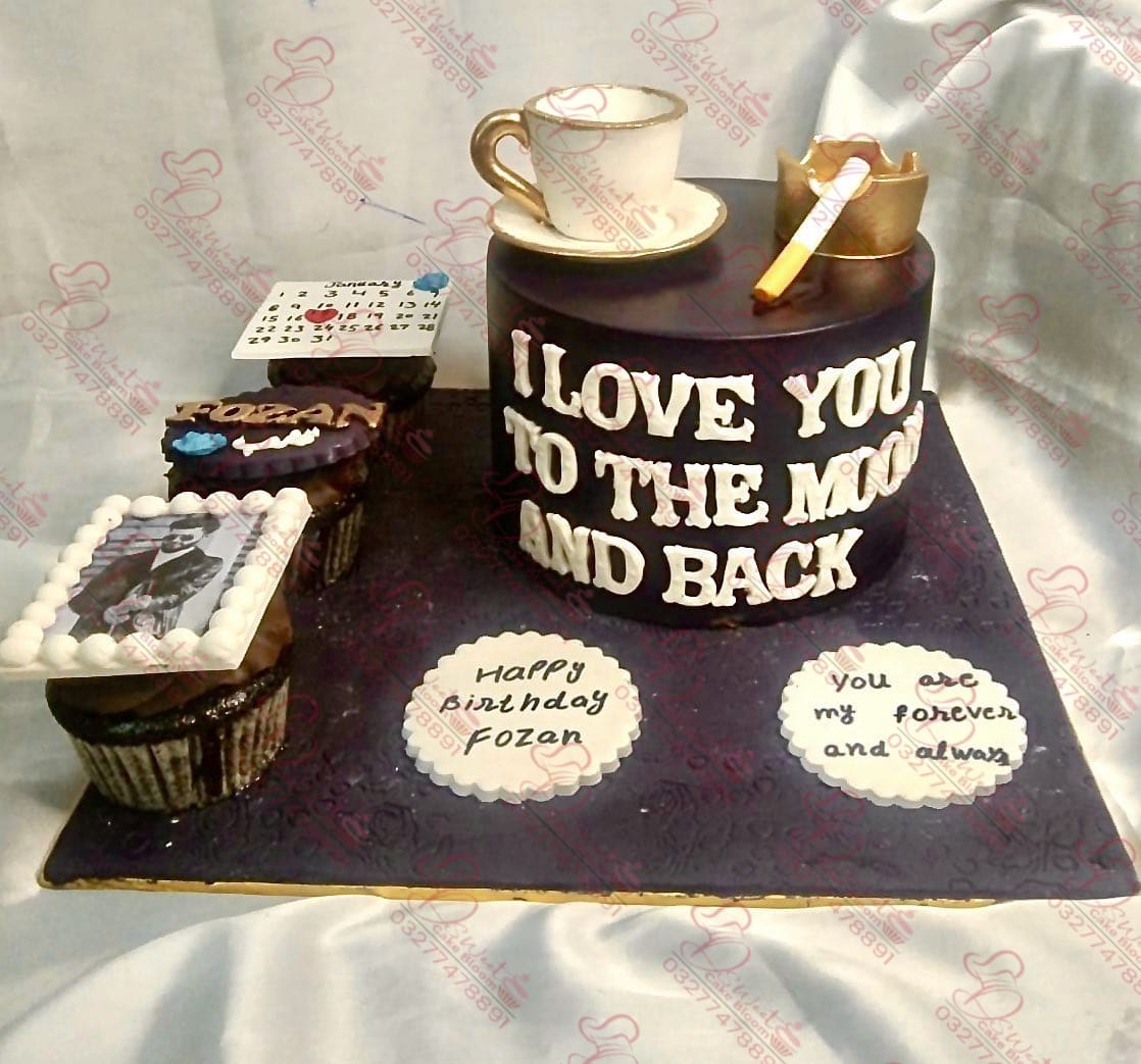 Dark Calendar Teacup Status Theme Cake Rawalpindi