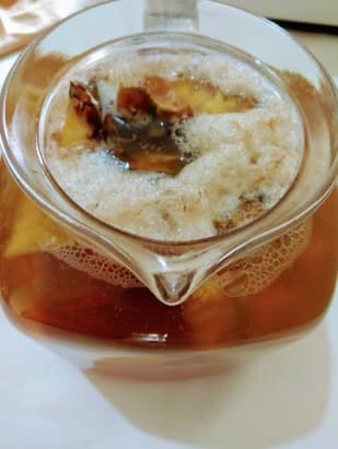 When tepache is fermented, it foams on top.