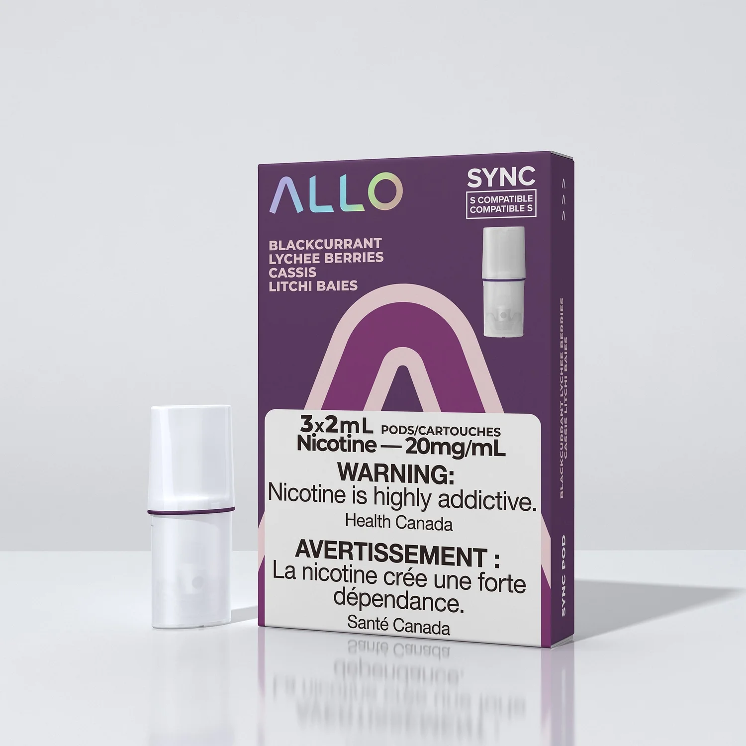 ALLO SYNC POD BLACK CURRANT LYCHEE BERRIES 3PK BLACK CURRANT LYCHEE BERRIES ALLO SYNC Pre-Filled Pods available at Puff N Pass Vapes in Abbotsford BC