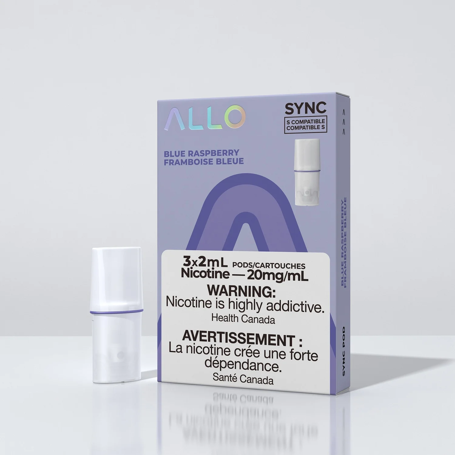 ALLO SYNC POD BLUE RASPBERRY 3PK BLUE RASPBERRY ALLO SYNC Pre-Filled Pods available at Puff N Pass Vapes in Abbotsford BC