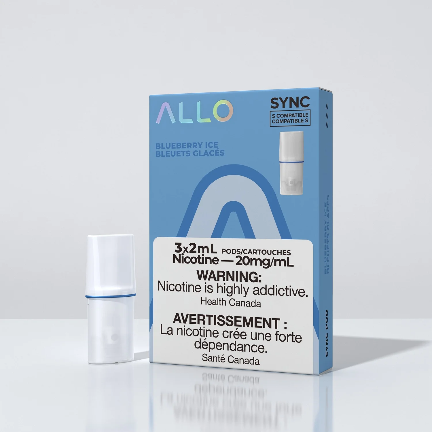 ALLO SYNC POD BLUEBERRY ICE 3PK BLUEBERRY ICE ALLO SYNC Pre-Filled Pods available at Puff N Pass Vapes in Abbotsford BC