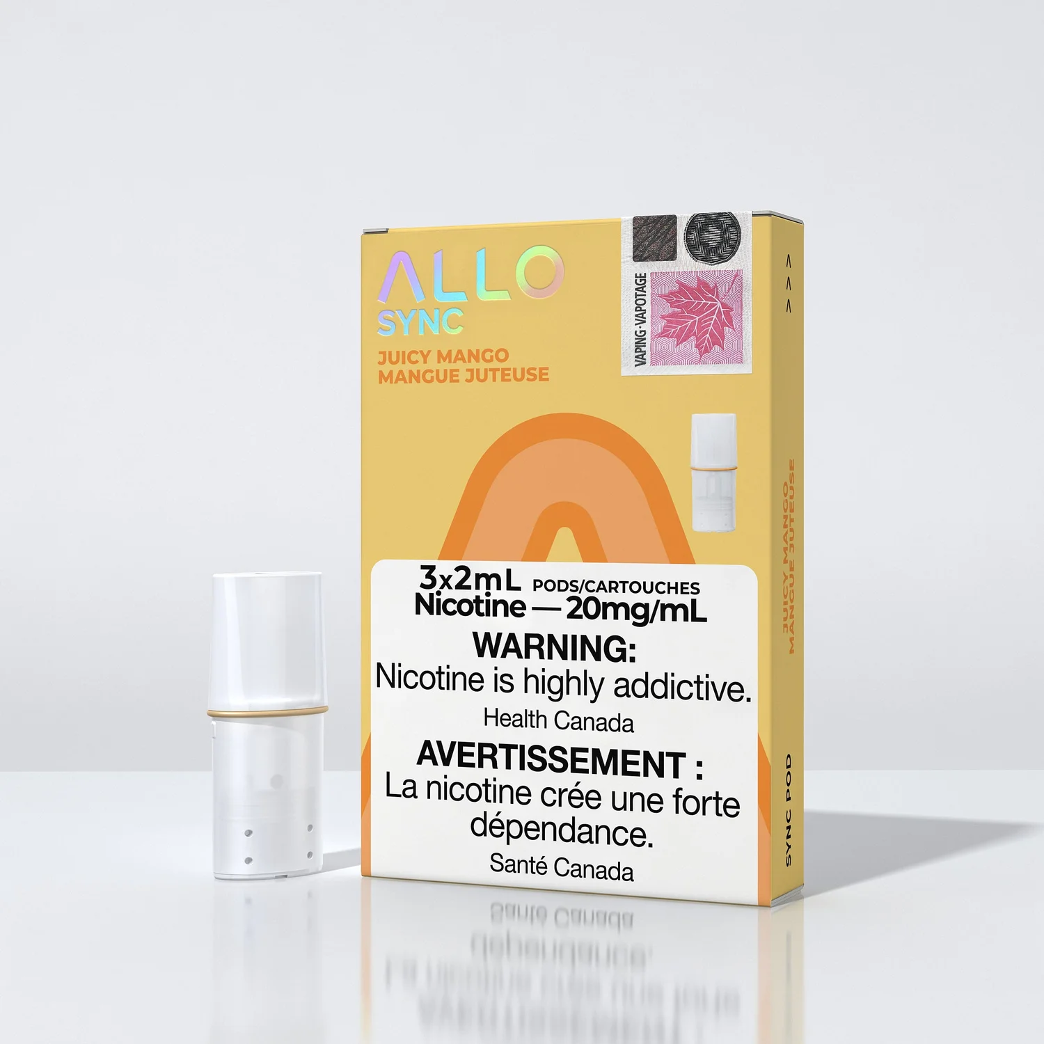 ALLO SYNC POD JUICY MANGO 3PK JUICY MANGO ALLO SYNC Pre-Filled Pods available at Puff N Pass Vapes in Abbotsford BC
