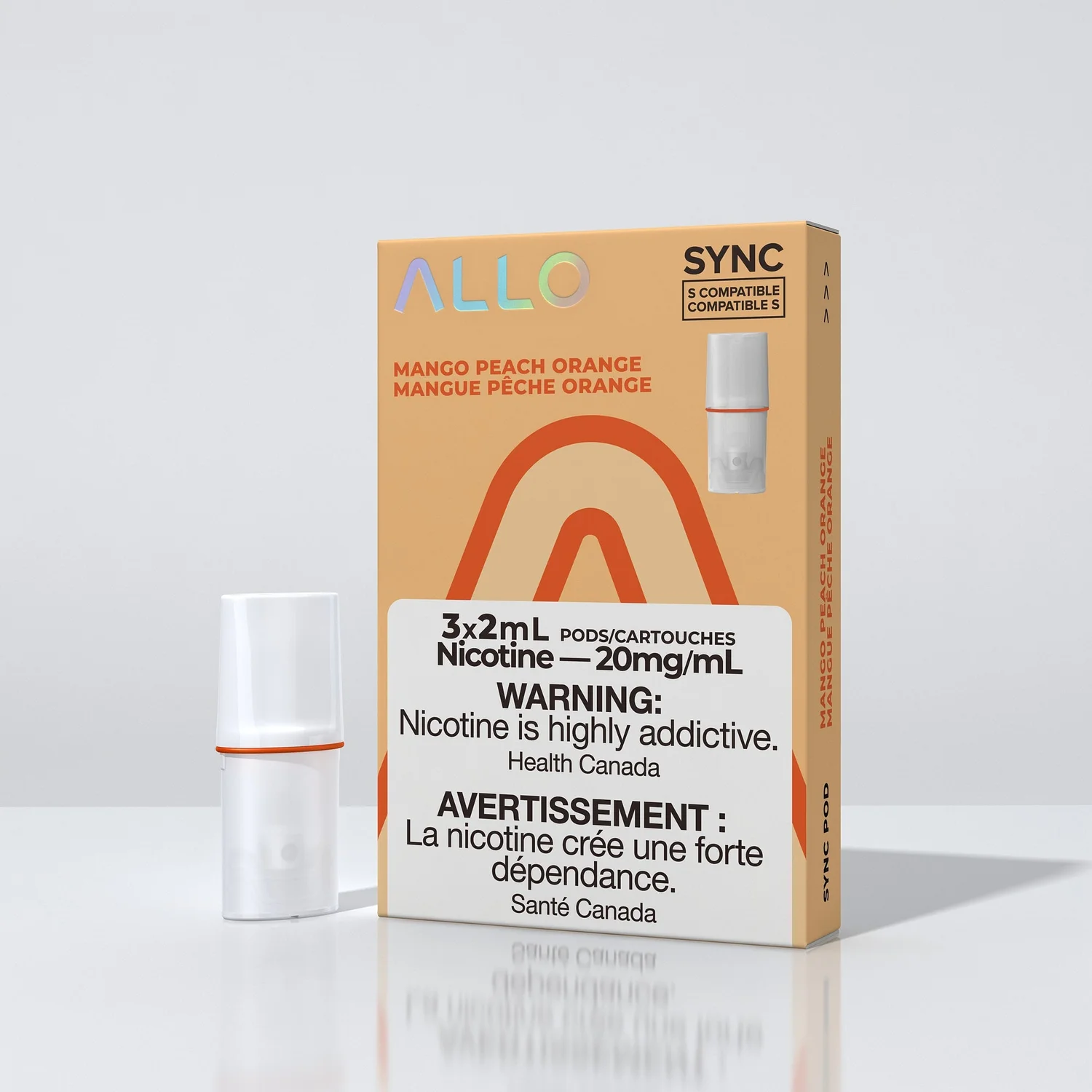ALLO SYNC POD MANGO PEACH ORANGE 3PK MANGO PEACH ORANGE ALLO SYNC Pre-Filled Pods available at Puff N Pass Vapes in Abbotsford BC
