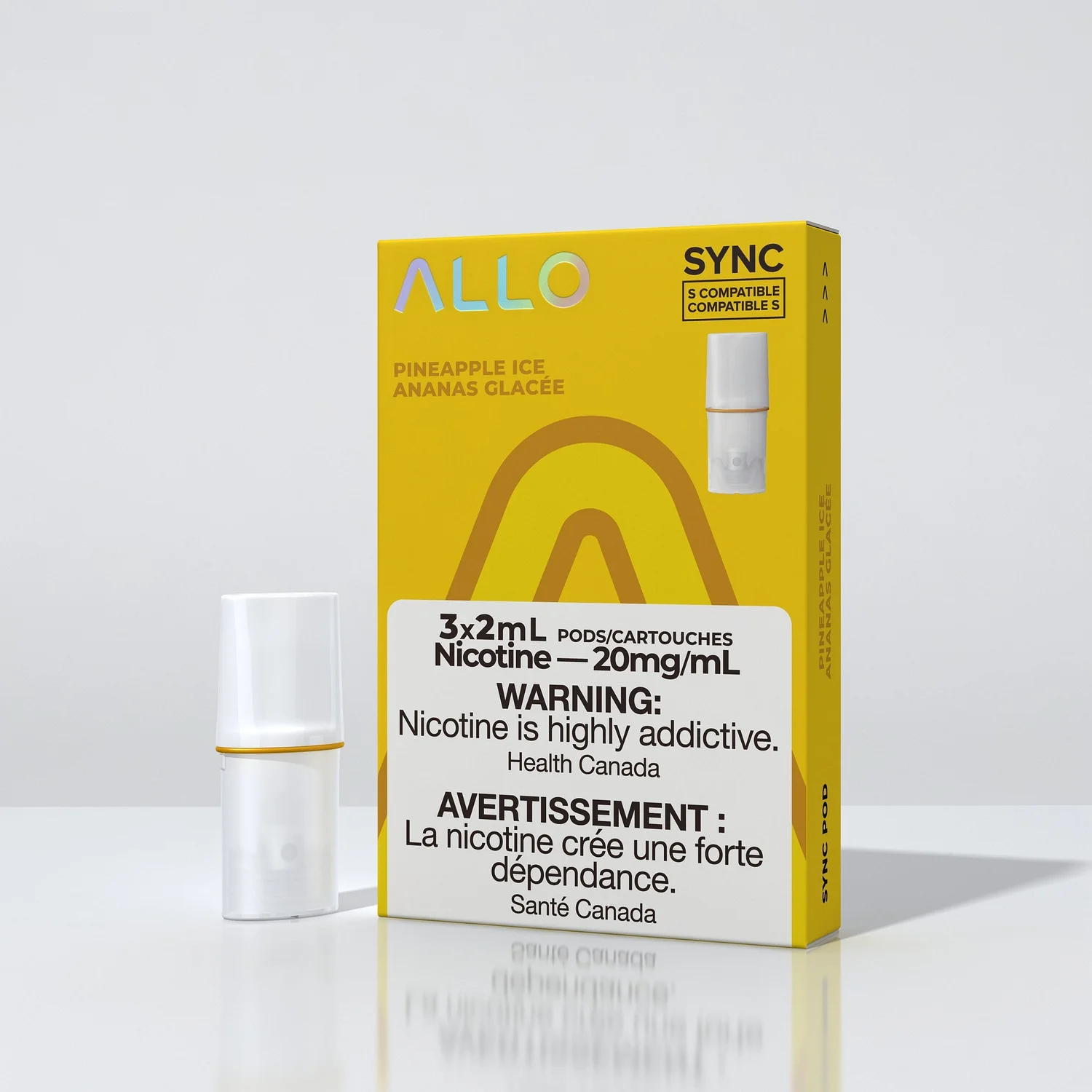 ALLO SYNC POD PINEAPPLE ICE 3PK PINEAPPLE ICE ALLO SYNC Pre-Filled Pods available at Puff N Pass Vapes in Abbotsford BC