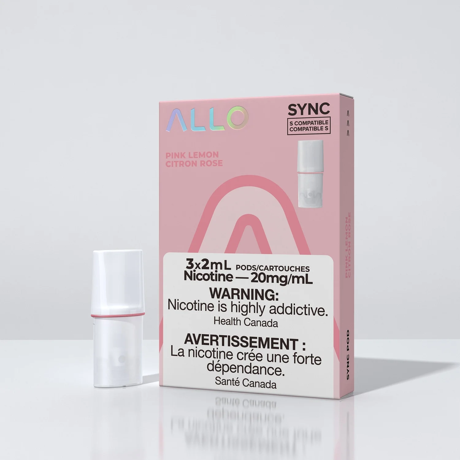 ALLO SYNC POD PINK LEMON 3PK PINK LEMON ALLO SYNC Pre-Filled Pods available at Puff N Pass Vapes in Abbotsford BC