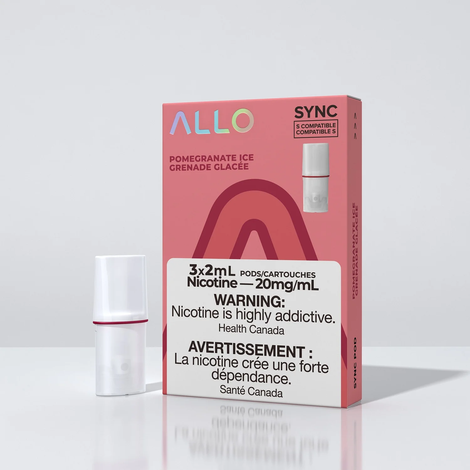ALLO SYNC POD POMEGRANATE ICE 3PK POMEGRANATE ICE ALLO SYNC Pre-Filled Pods available at Puff N Pass Vapes in Abbotsford BC