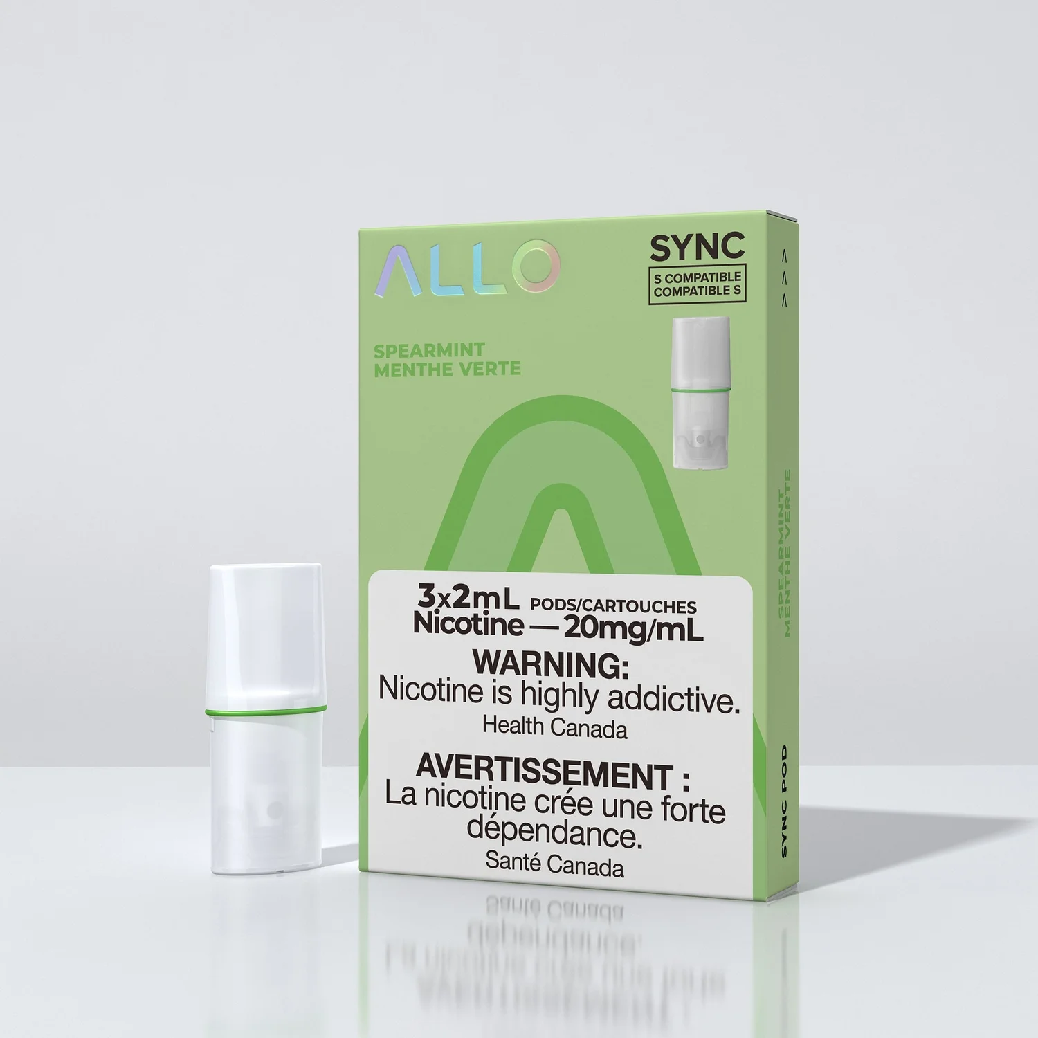 ALLO SYNC POD SPEARMINT 3PK SPEARMINT ALLO SYNC Pre-Filled Pods available at Puff N Pass Vapes in Abbotsford BC