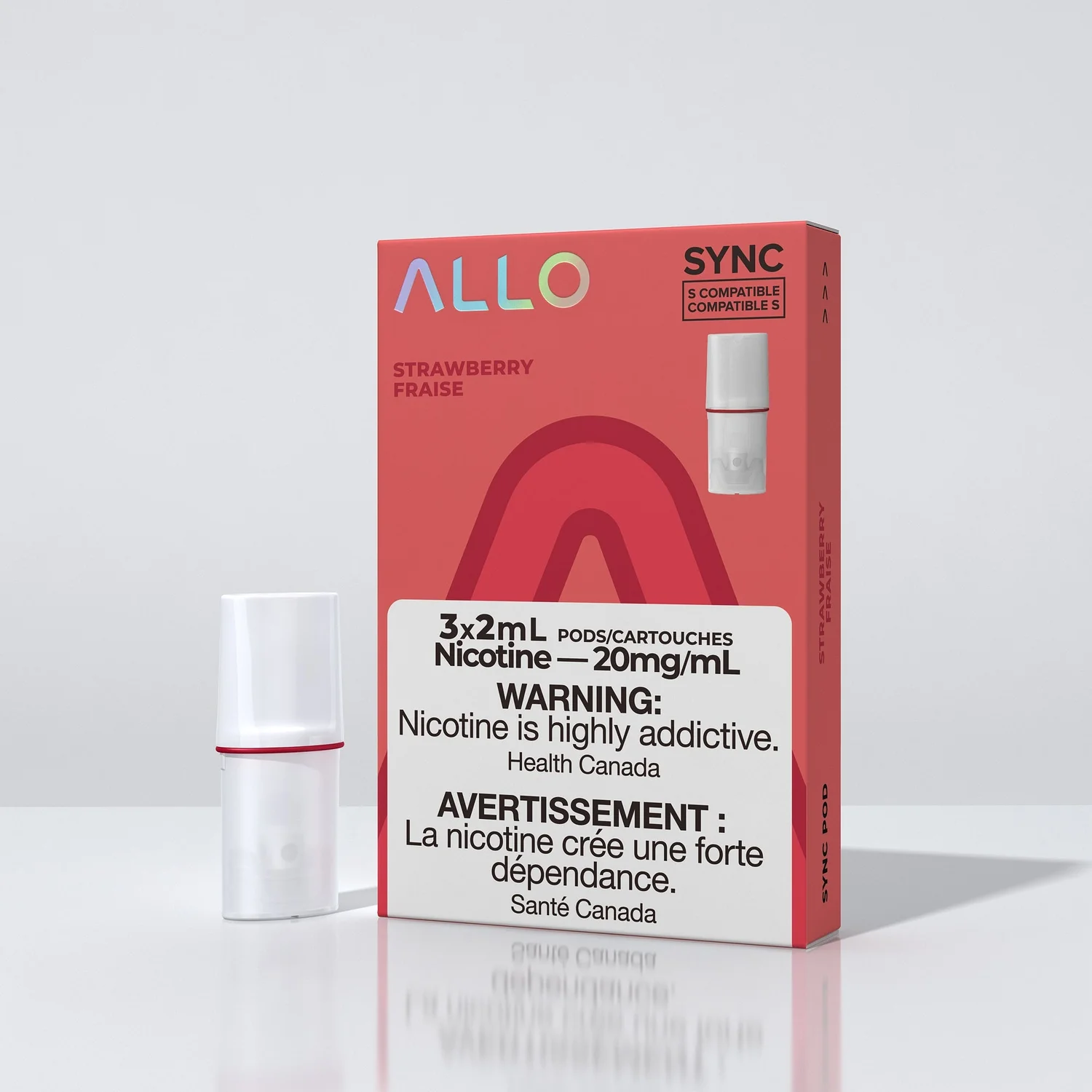ALLO SYNC POD STRAWBERRY 3PK STRAWBERRY ALLO SYNC Pre-Filled Pods available at Puff N Pass Vapes in Abbotsford BC