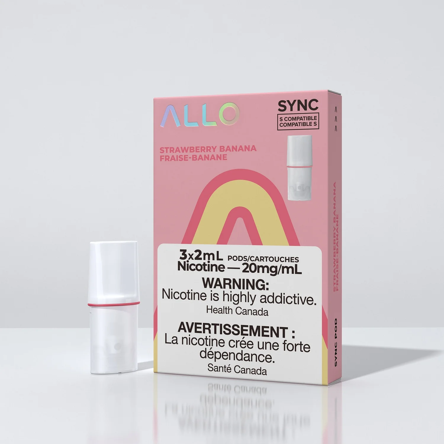 ALLO SYNC POD STRAWBERRY BANANA 3PK STRAWBERRY BANANA ALLO SYNC Pre-Filled Pods available at Puff N Pass Vapes in Abbotsford BC