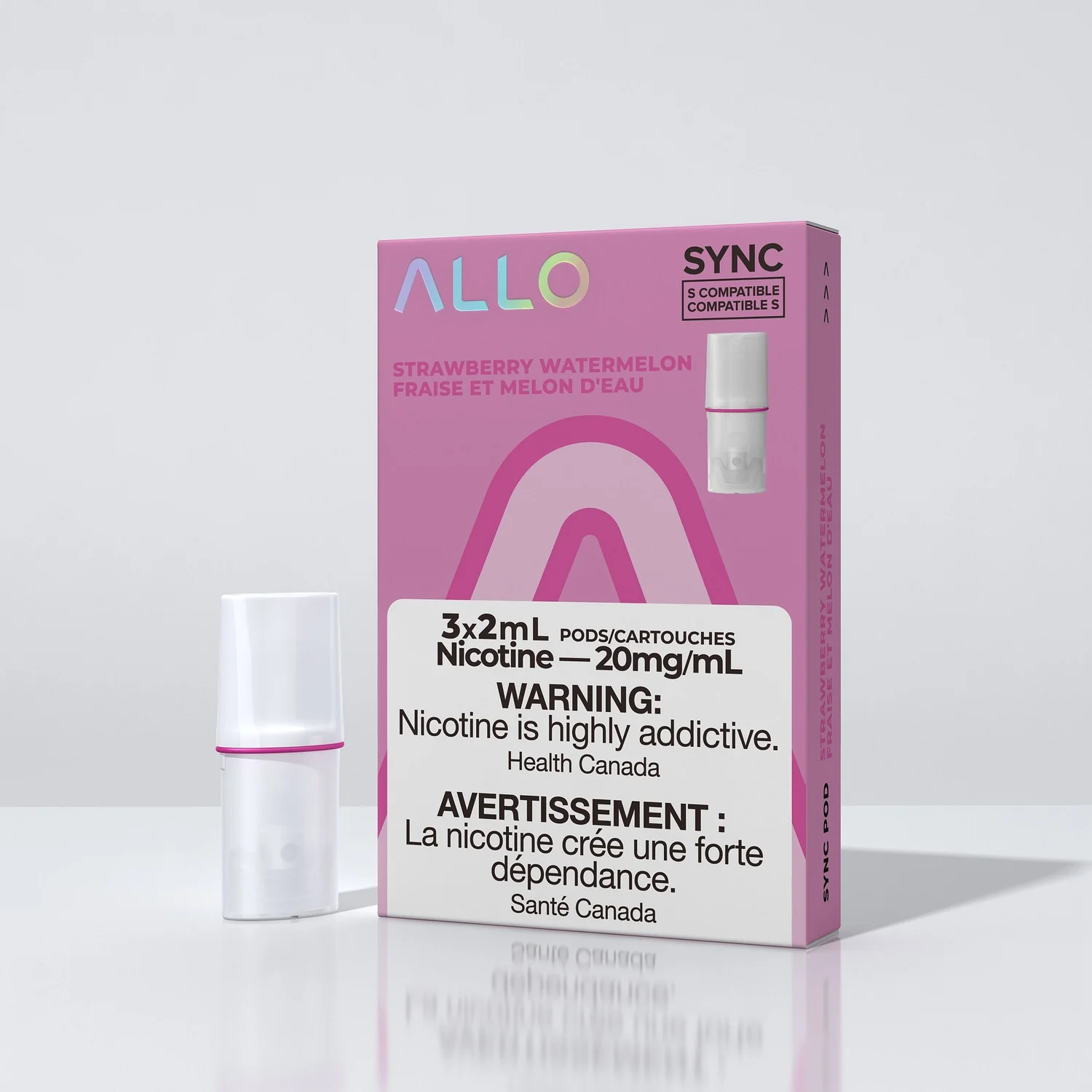ALLO SYNC POD STRAWBERRY WATERMELON 3PK STRAWBERRY WATERMELON ALLO SYNC Pre-Filled Pods available at Puff N Pass Vapes in Abbotsford BC