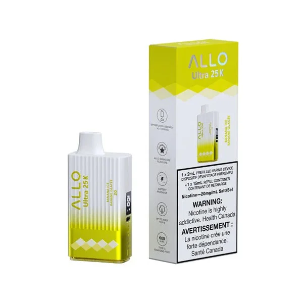 ALLO 25K BANANA ICE BANANA ICE ALLO 25K Disposable Vapes available at Puff N Pass Vapes in Abbotsford BC
