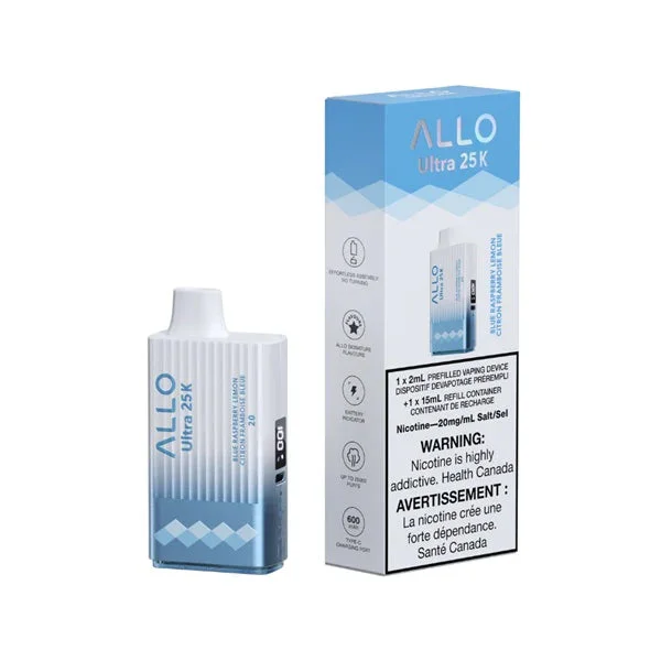 ALLO 25K BLUE RASPBERRY LEMON BLUE RASPBERRY LEMON ALLO 25K Disposable Vapes available at Puff N Pass Vapes in Abbotsford BC