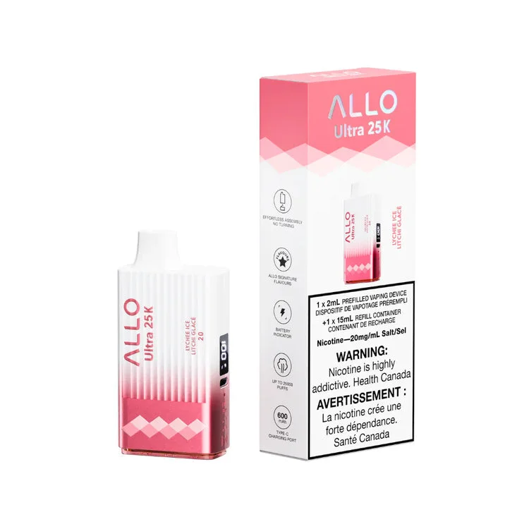 ALLO 25K LYCHEE ICE LYCHEE ICE ALLO 25K Disposable Vapes available at Puff N Pass Vapes in Abbotsford BC