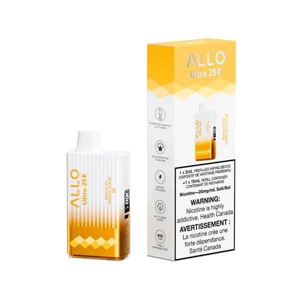 ALLO 25K MANGO ICE MANGO ICE ALLO 25K Disposable Vapes available at Puff N Pass Vapes in Abbotsford BC