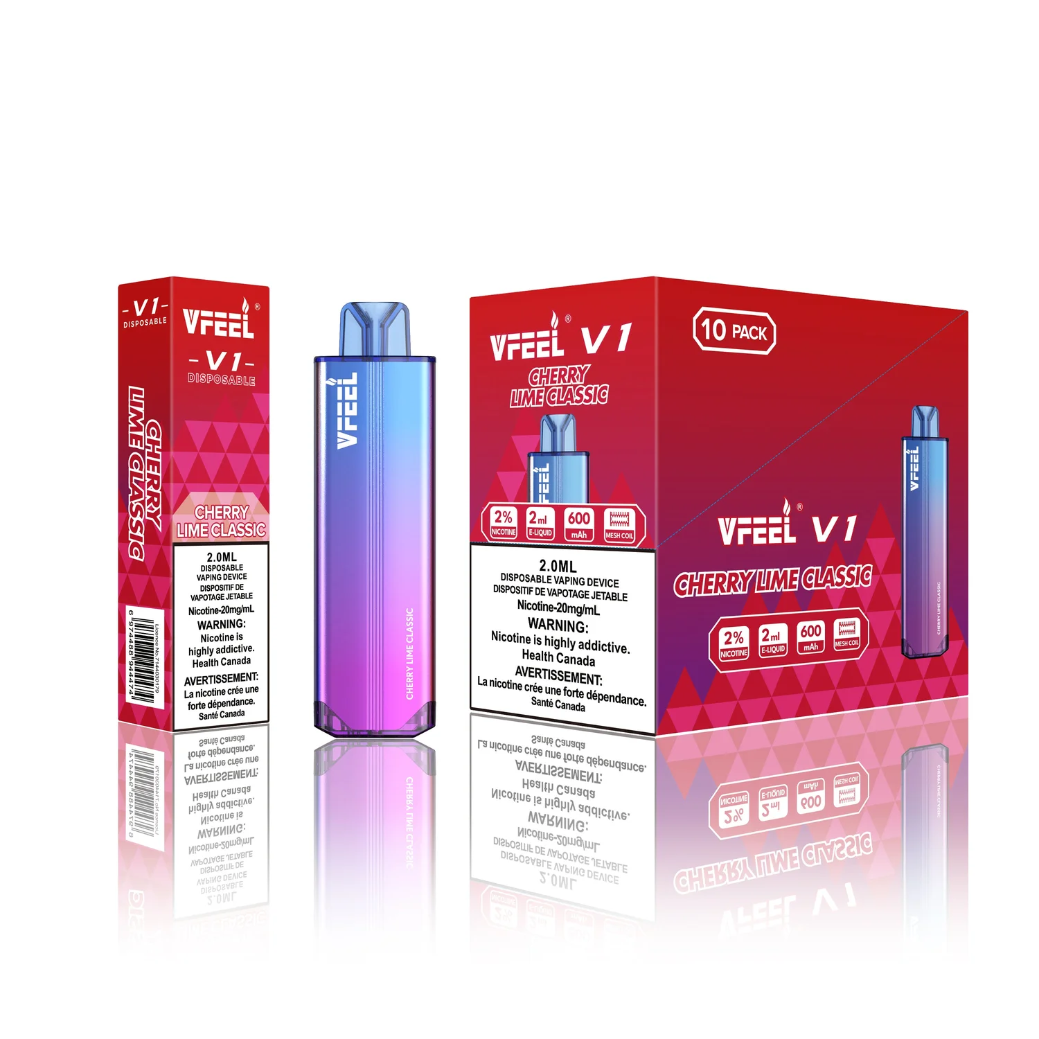 VFEEL V1 CHERRY LIME CLASSIC CHERRY LIME CLASSIC VFEEL V1 Disposable Vapes available at Puff N Pass Vapes in Abbotsford BC
