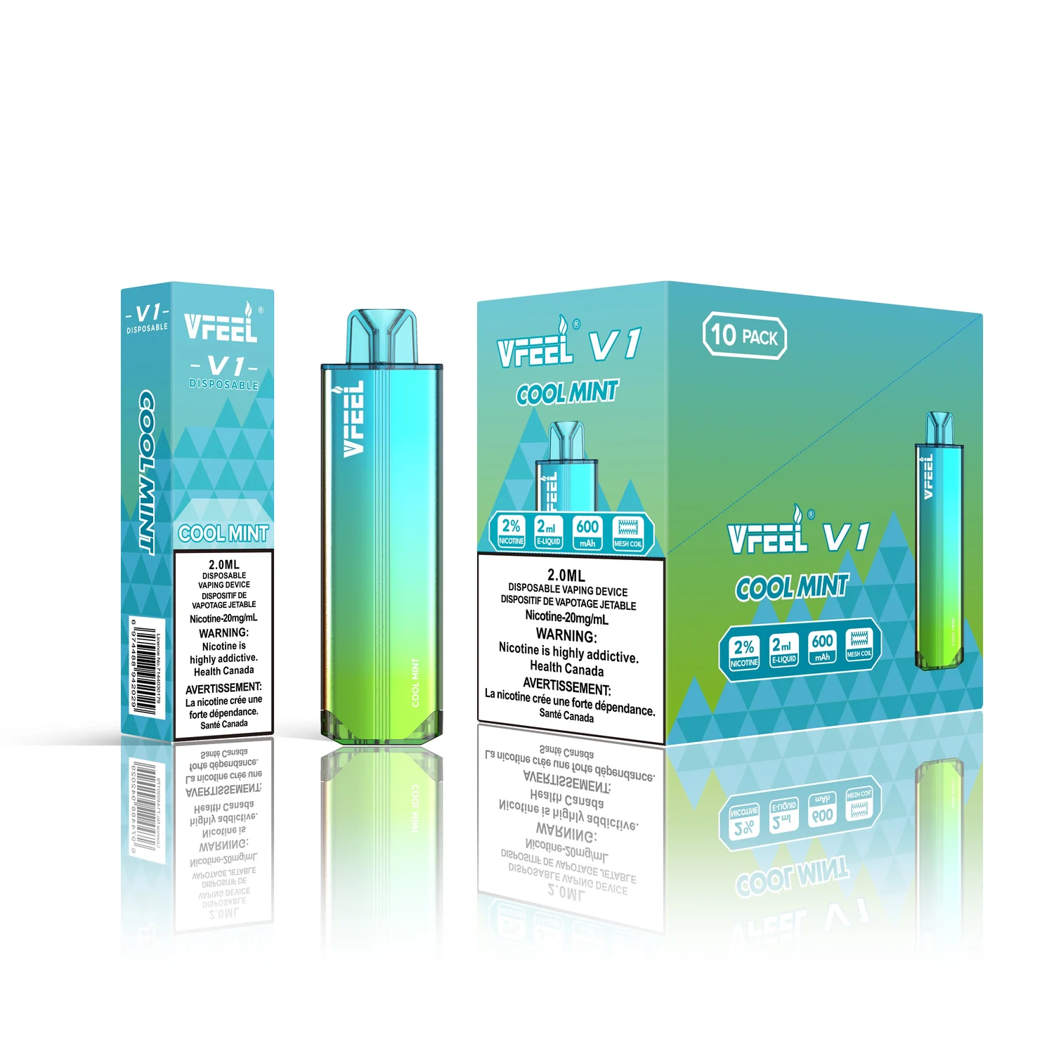 VFEEL V1 COOL MINT COOL MINT VFEEL V1 Disposable Vapes available at Puff N Pass Vapes in Abbotsford BC